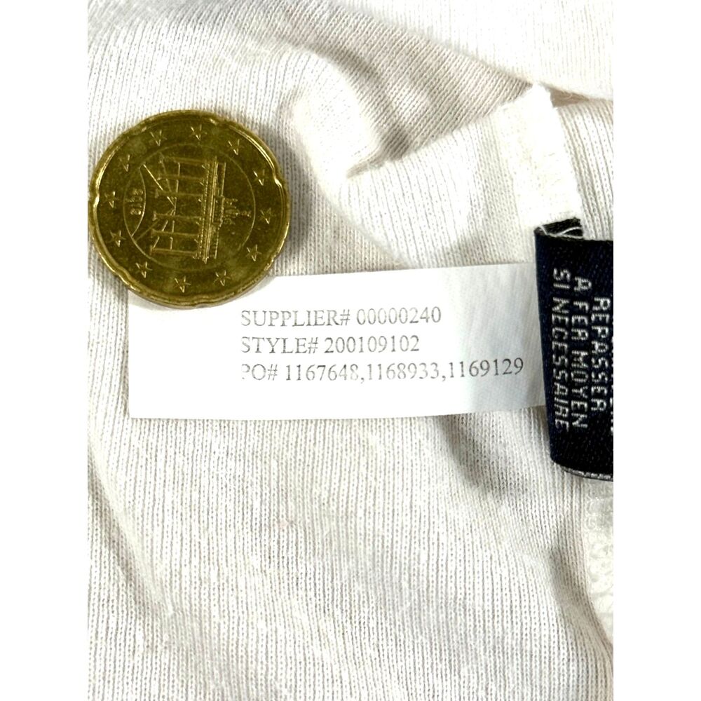 Lauren Ralph Lauren White Henley Shirt M 100% Cotton Short Sleeve V-Neck Tee - Picture 7 of 8